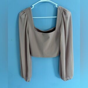 Windsor Sheer Sleeve Crop Top - Light Pink